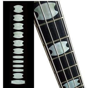 Inlay Sticker Fret Markers voor Bass - Ovale Kroonblokken - Witte Parel