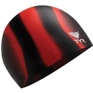 TYR Multi Silicone Cap, Zwart/Rood