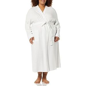 Amazon Essentials Women's Lange lichtgewicht badjas met wafelpatroon (verkrijgbaar in grote maten), Wit, XL Grote maten