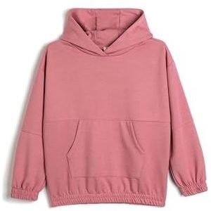 Koton Girls's Hoodie kangoeroezak lange mouwen elastische manchetten sweatshirt, roze (256), 7-8 Jahre