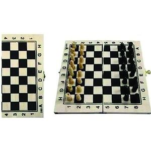 PARENCE - Opvouwbaar houten schaakspel met veiligheidsslot - Draagbaar - reizen of thuis - bord van 21 X 21 CM - Leren afstuderen