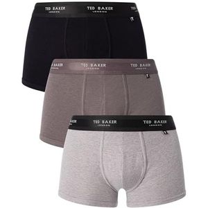 Ted Baker Heren Trunks, katoen, 3-Pack, (TBB02), Grijs/Heather Grijs/Zwart, L