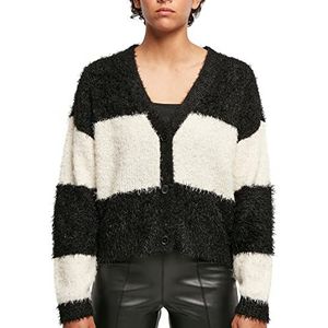 Urban Classics Dames Korte oversized Veer Vest Sweater, Zwart/Witzand, 4XL, zwart/wit, 4XL