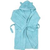 Kinderbadjas voor jongens of meisjes, met capuchon en zijzakken, zeer zacht en absorberend, badstof, 100% katoen, design met capuchon met oren, Lichtblauw, 6 Jaar