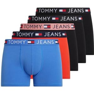 Tommy Jeans Heren 5P Trunk Blk/Blk/Ht Heat/Empr Blu/Blk S, Blk/Blk/Ht Heat/Empr Blu/Blk, S