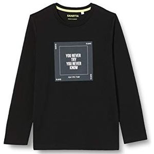 Sanetta Jongensshirt, Athleisure shirt, zwart, pyjama-bovenstuk