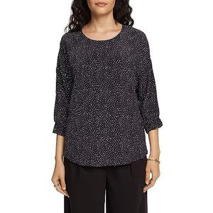 ESPRIT Blouse in losse pasvorm met print, zwart, XXS