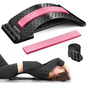 Belenthi rugstretcher met montageband- Bakcstrecher - Rugmassage voor rugklachten - Verstelbaar in 3 standen- (Roze)