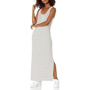 Daily Ritual Supersoft Terry Racerback Maxi-jurk voor dames, wit/zwart gestreept, XXL