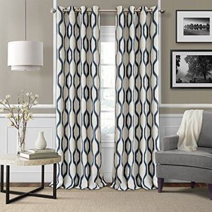 Elrene Home Fashions Renzo Ikat Verduisteringsgordijn, geometrisch, Linnen, 132,1 x 213,4 cm, Indigo