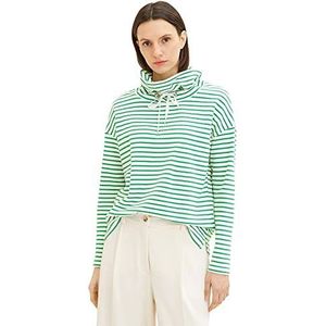 TOM TAILOR Sweatshirt voor dames, 31284 - Offwhite Green Stripe, XS