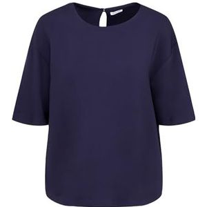 Seidensticker Modieuze damesblouse - shirt - oversized fit - gemakkelijk te strijken - ronde hals - korte mouwen - stretch, blauw, 34