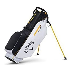 Callaway Golf 2022 Fairway C Standbag, dubbele riem, zwart/wit/gouden staaf kleur