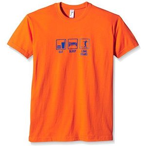 Coole-Fun-T-Shirts Jongens Eat, Sleep, Longboard T-Shirt, Oranje (oranje-blauw), XXL