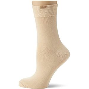 Nur Die Set van 3 perfecte sokken, ademend katoen, effen, comfortabele band zonder drukkende naad, dames, beige, 39-42 EU
