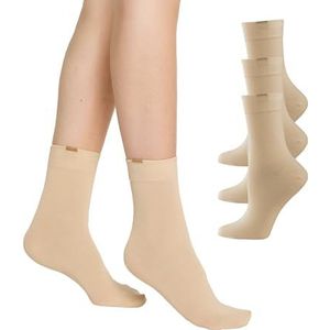 Nur Die Set van 3 perfecte sokken voor dames, beige (beige 355), 35-38 EU