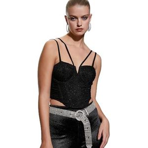 Koton Dames Strap Detail Underwired Corset Top, zwart (999), M