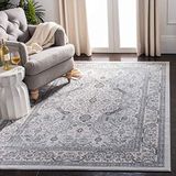 SAFAVIEH Overgangstapijt tapijt voor woonkamer, eetkamer, slaapkamer - Isabella Collection laagpolig, lichtgrijs en crème, 122 x 183 cm