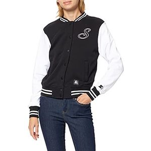 STARTER BLACK LABEL Dames Ladies Starter Sweat College Jacket Jacket, zwart/wit, L