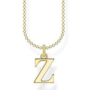 Thomas Sabo Dames halsketting met de letter Z 925 sterling zilver 750 geelgoud verguld, lengte: 38cm - 45cm, KE2035-413-39-L45V