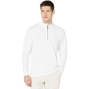 Cutter & Buck Men's Long Sleeve Adapt Eco Knit Quarter Zip Pullover, White, XL