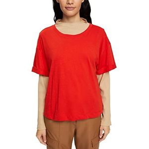 edc by ESPRIT Dames 082CC1K335 T-shirt, 635/oranje rood, XXS