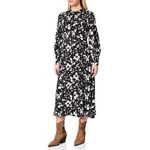 TOM TAILOR mine to five Dames Midi-blousejurk met patroon 1028966, 28698 - Black Beige Flower Design, 38