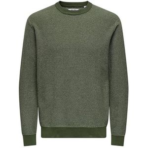 ONLY & SONS Onsmorgan 12 Structure Crew Knit Noos, Olive Night, 3XL heren, Olive Night, 3XL