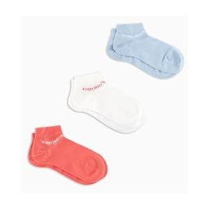 EMPORIO ARMANI Dames 3-pack enkelsokken, wit/Celeste/NEON P, eenheidsmaat, Wit/Celeste/Neon P, Eén Maat