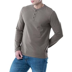 Lee Henley-shirt voor heren, lange mouwen, zacht, gewassen katoen, Smoked Pearl, S