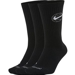 Nike Everyday Crew Socks Unisex, Zwart/Wit, XL