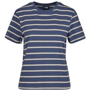 Urban Classics Dames T-Shirt Dames Gestreepte Boxy Tee Wit/Vintage Blauw 3XL, Whitesand/vintage blauw, 3XL