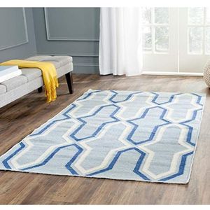 Safavieh Dhurrie tapijt, DHU559, plat geweven wol, lichtblauw/donkerblauw, 90 x 150 cm