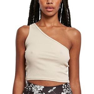 Urban Classics Dames korte sporttop dames cropped asymmetric tanktop, softseagrass, M