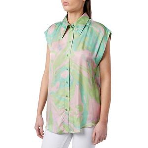 Pinko CABIRI Overhemd, satijnen print, Splash, Sn2_Mult.Groen/Roze, 38 NL