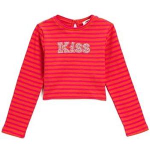 Koton Girls Crop Long Sleeve T-shirt geborduurd, Roze streep (2s5), 5-6 Jaar