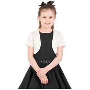 BlackButterfly Kinderen Satijn Kort Mouw Bolero kinder Meisjes Shrug (Ivoor, 5-6 jaar)