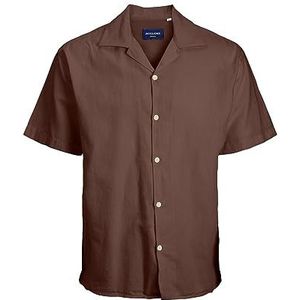 JACK & JONES Jorbelize Linen Resort Shirt Ss Shirt met korte mouwen voor heren, bruin (chestnut), XL