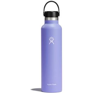 Hydro Flask S24SX474 Waterfles van 709 ml Vacuüm Geïsoleerde Roestvrij Stalen Drinkfles met Lekvrije Flex Cap Dubbelwandige Herbruik bare met Poedercoating BPAvrij Standaard Opening Lupine