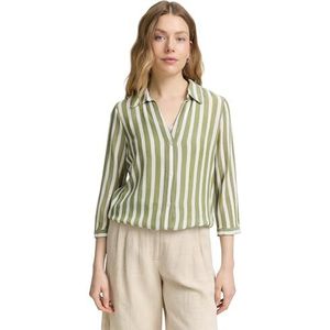 TOM TAILOR Damesblouse, 38493 - Groen Off White Stripe, 46