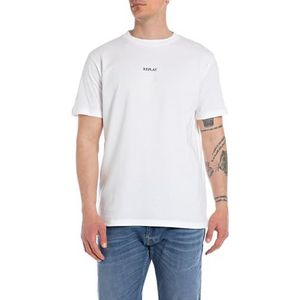 Replay T-shirt voor heren, korte mouwen, regular fit, 001, wit, XS