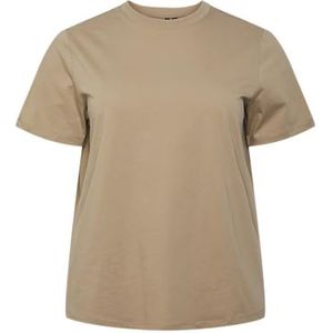 PIECES Pcria Ss Solid Tee Noos Bc Qx T-shirt voor dames, silver mink, 42/44 Grote maten