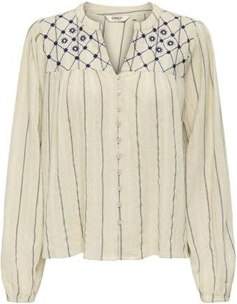 ONLY - ONLEline - Blouse - Donkerblauw / Greige / Offwhite