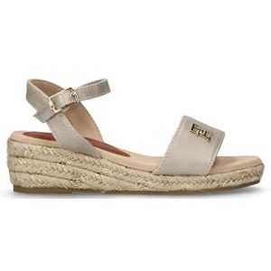 Tommy Hilfiger Karin sandalen met enkelriempje voor meisjes, met platform en touwdetails, zijn perfect voor je zomerlooks, platina, 34 EU, Platina, 34 EU