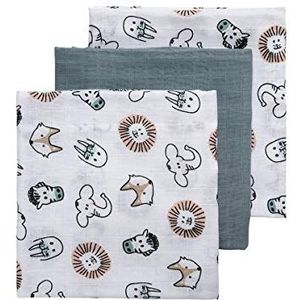Meyco Baby Animal hydrofiele doeken - 3-pack - multicolour - 70x70cm