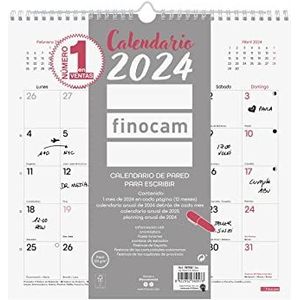 Finocam - Chic wandkalender 2024 voor het schrijven van januari 2024 - december 2024 (12 maanden) wit Spaans