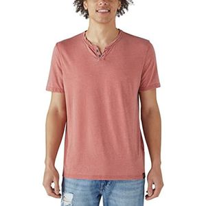 Lucky Brand Venice Burnout Notch Neck Tee voor heren, Koeienhuid, S