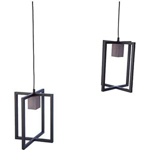 Homemania hanglamp Ralph zwart, grijs, metaal, hout, 70 x 20 x 80 cm
