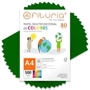 Kleurpapier, verpakking met 500 vellen A4, 80 g, kleurrijk papier voor knutselwerk, printer, scrapbooking, ideaal voor Origami, Papyroflexia, kantoor en school (donkergroen, 500 uur)