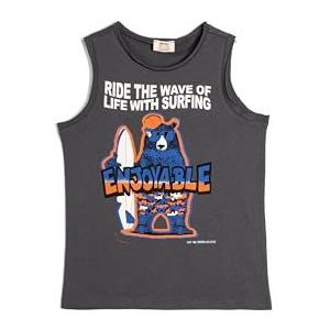 Koton Boys's tanktop bedrukt mouwloos ronde hals katoenen shirt, antraciet (925), 5-6 Jaar